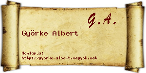 Györke Albert névjegykártya