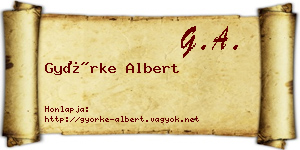 Györke Albert névjegykártya